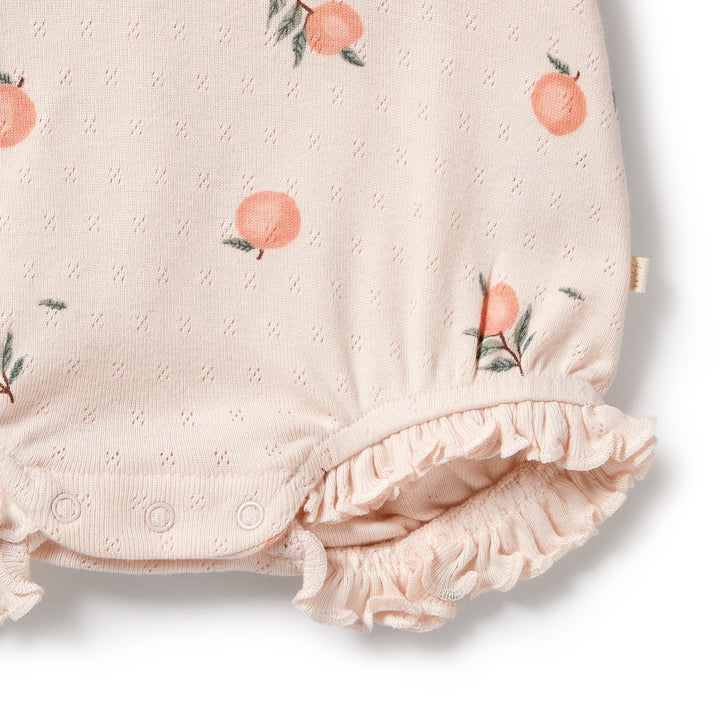 Wilson and Frenchy Peaches Organic Pointelle Ruffle Growsuit
