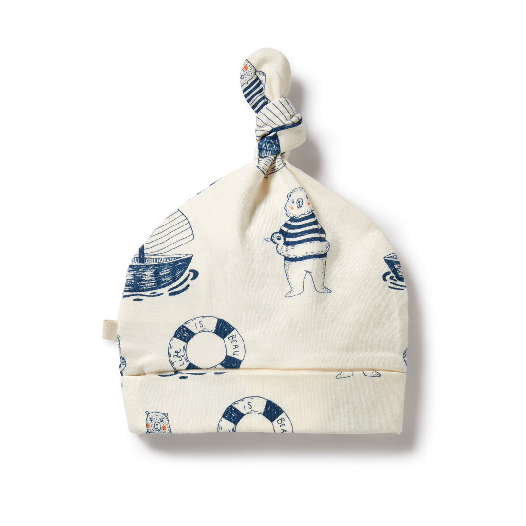 Wilson and Frenchy Nautical Bear Organic Knot Hat
