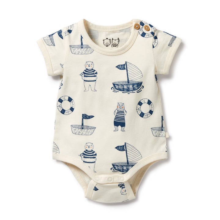 Wilson and Frenchy Nautical Bear Organic Bodysuit