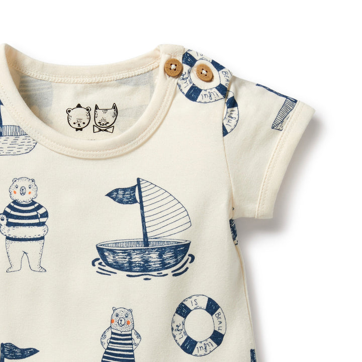 Wilson and Frenchy Nautical Bear Organic Bodysuit
