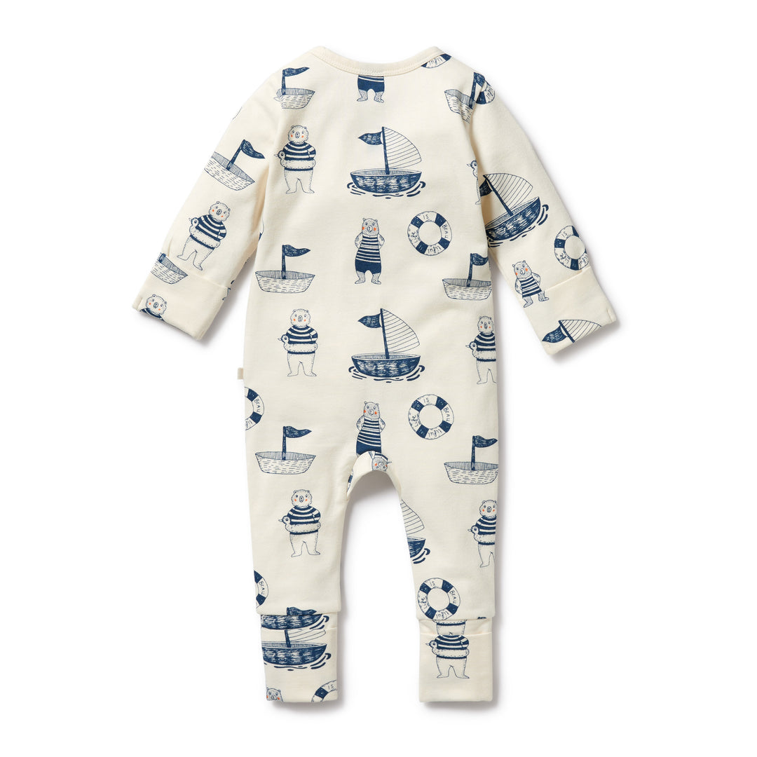 Wilson and Frenchy Nautical Bear Organic Zipsuit with Feet