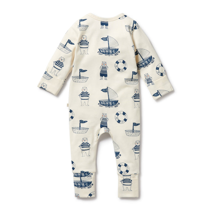 Wilson and Frenchy Nautical Bear Organic Zipsuit with Feet