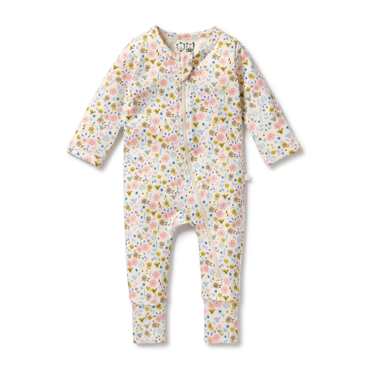Wilson and Frenchy Ava Floral Organic Zipsuit with Feet