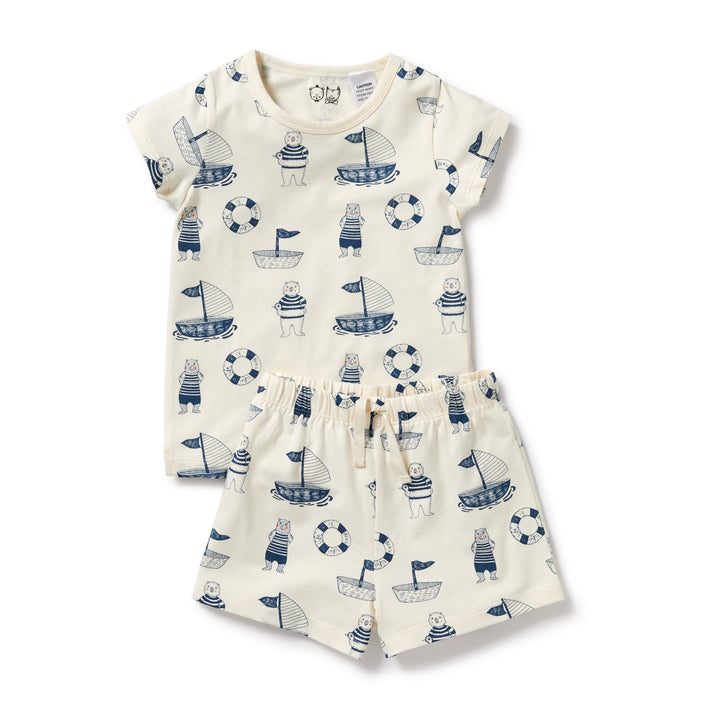 Wilson and Frenchy Nautical Bear Organic Short Sleeved Pyjamas