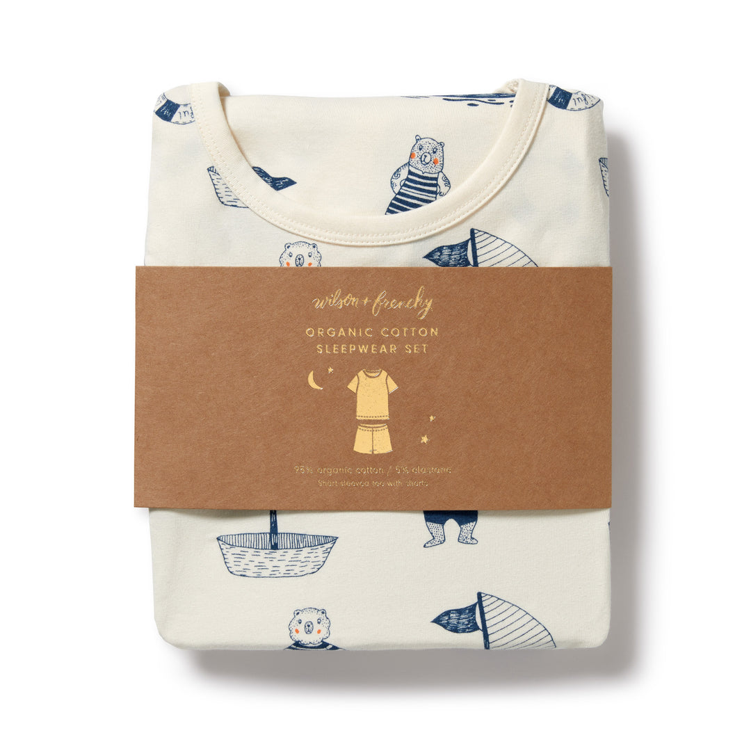 Wilson and Frenchy Nautical Bear Organic Short Sleeved Pyjamas