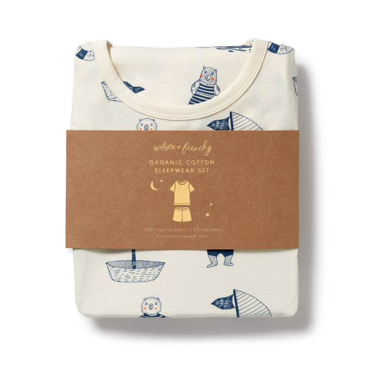Wilson and Frenchy Nautical Bear Organic Short Sleeved Pyjamas
