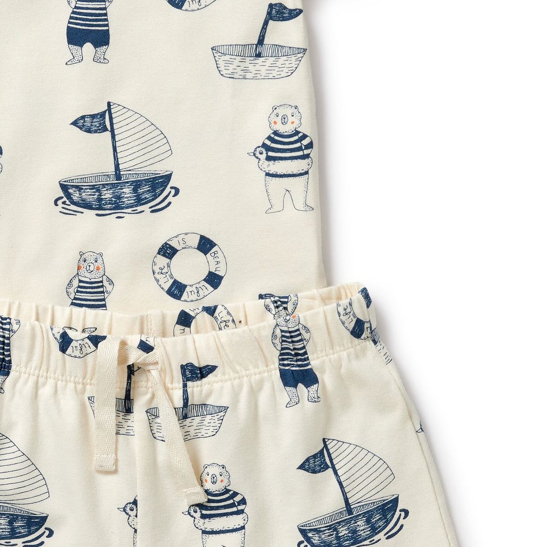 Wilson and Frenchy Nautical Bear Organic Short Sleeved Pyjamas