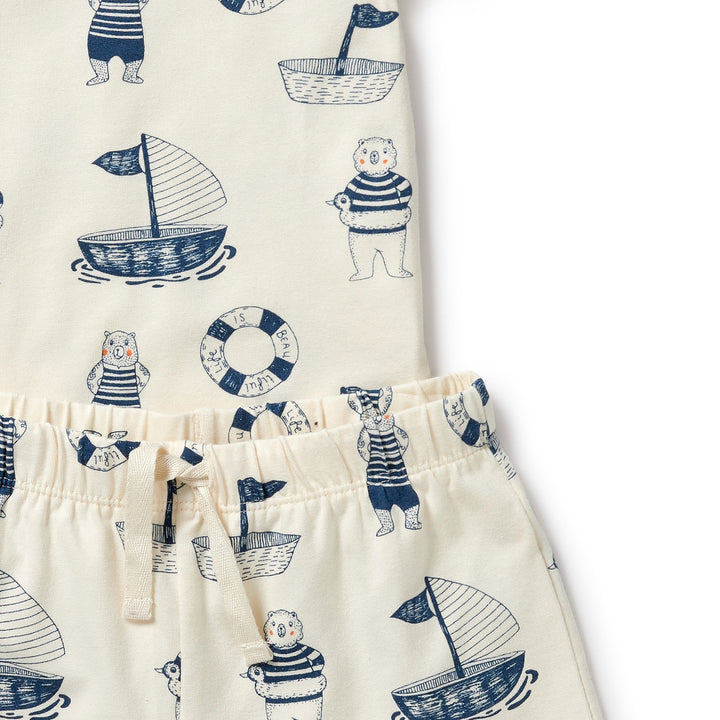 Wilson and Frenchy Nautical Bear Organic Short Sleeved Pyjamas