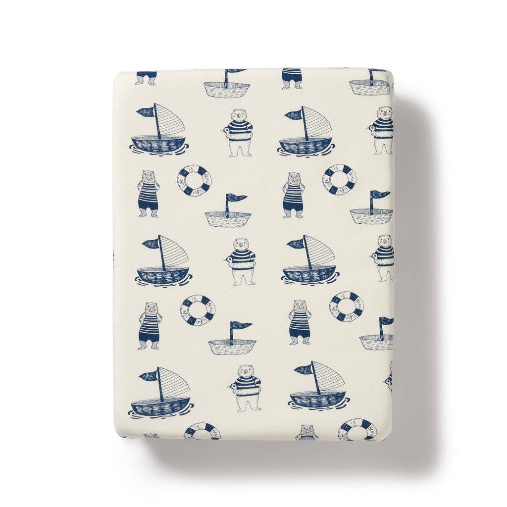 Wilson and Frenchy Nautical Bear Organic Bassinet Sheet