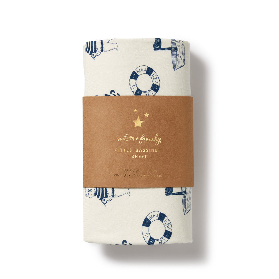 Wilson and Frenchy Nautical Bear Organic Bassinet Sheet