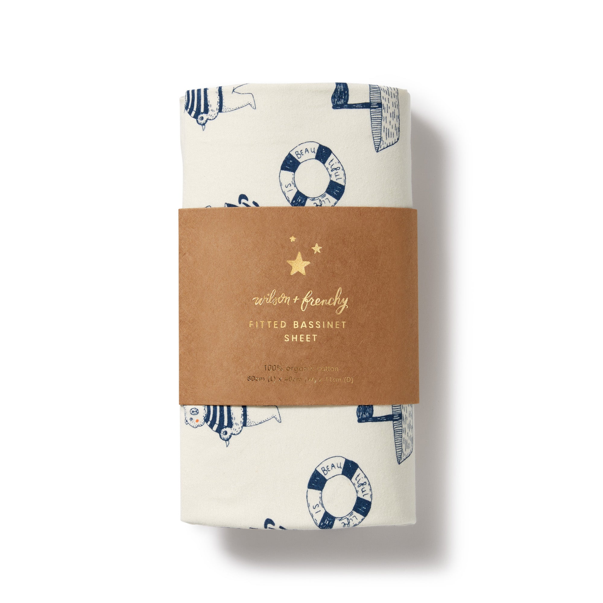 Wilson and Frenchy Nautical Bear Organic Bassinet Sheet