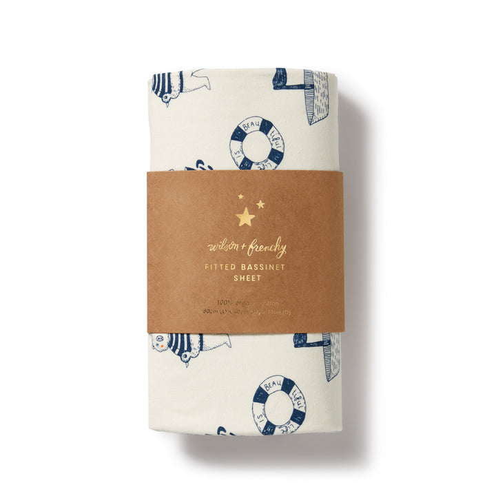 Wilson and Frenchy Nautical Bear Organic Bassinet Sheet