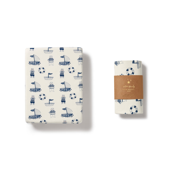 Wilson and Frenchy Nautical Bear Organic Bassinet Sheet