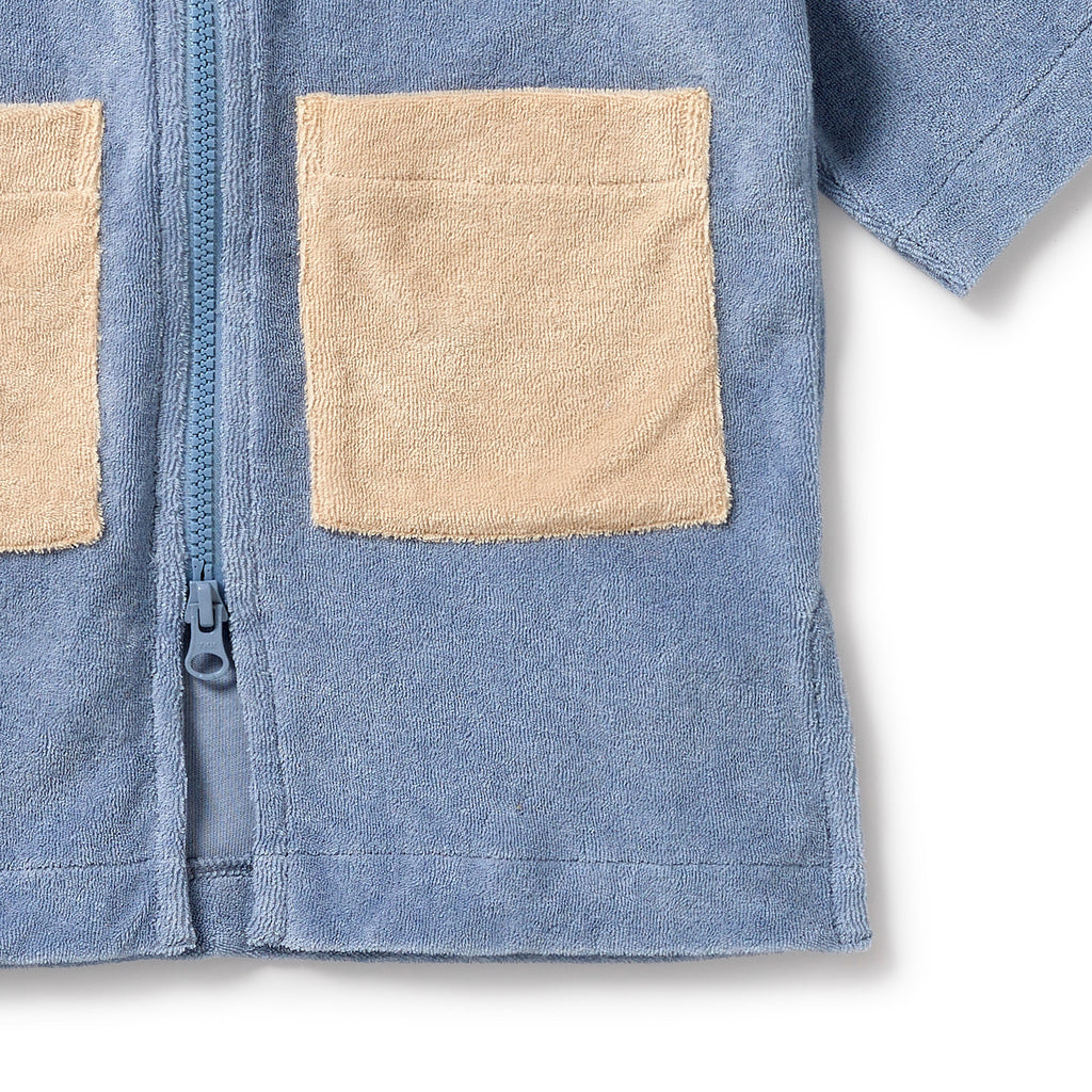 Dusty Blue Organic Terry Hooded Towel