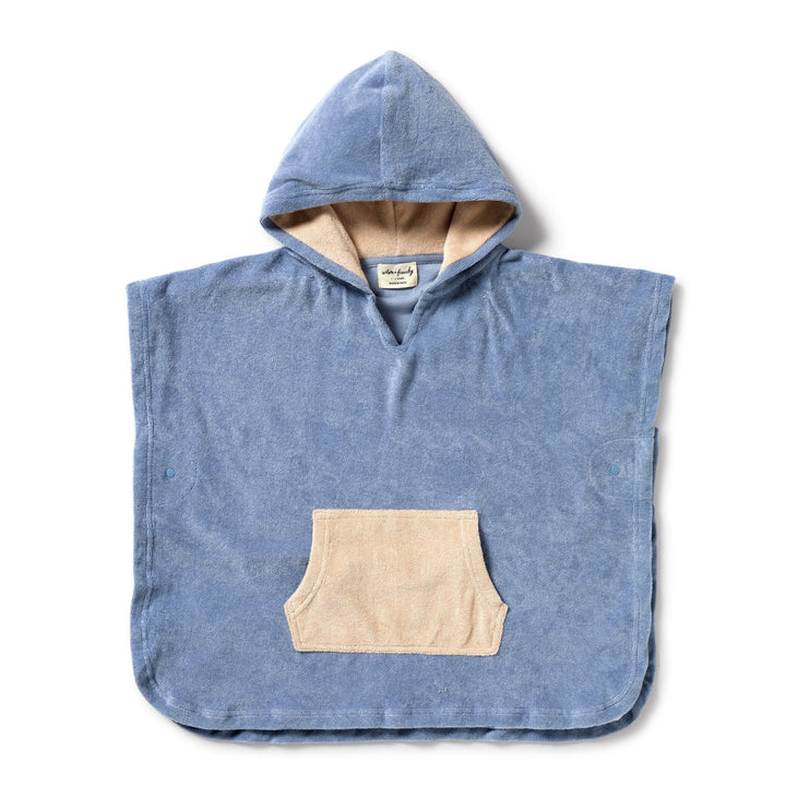 Wilson and Frenchy Dusty Blue Organic Terry Hooded Poncho