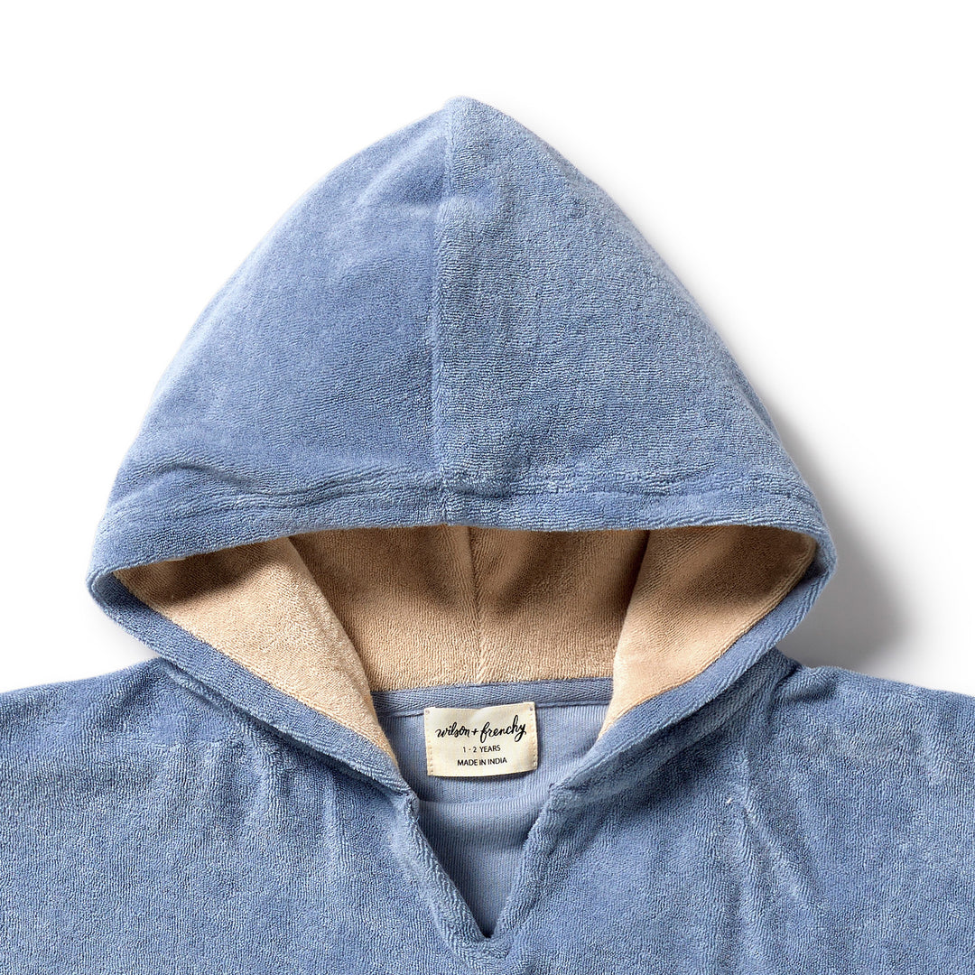 Wilson and Frenchy Dusty Blue Organic Terry Hooded Poncho