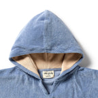 Dusty Blue Organic Terry Hooded Poncho