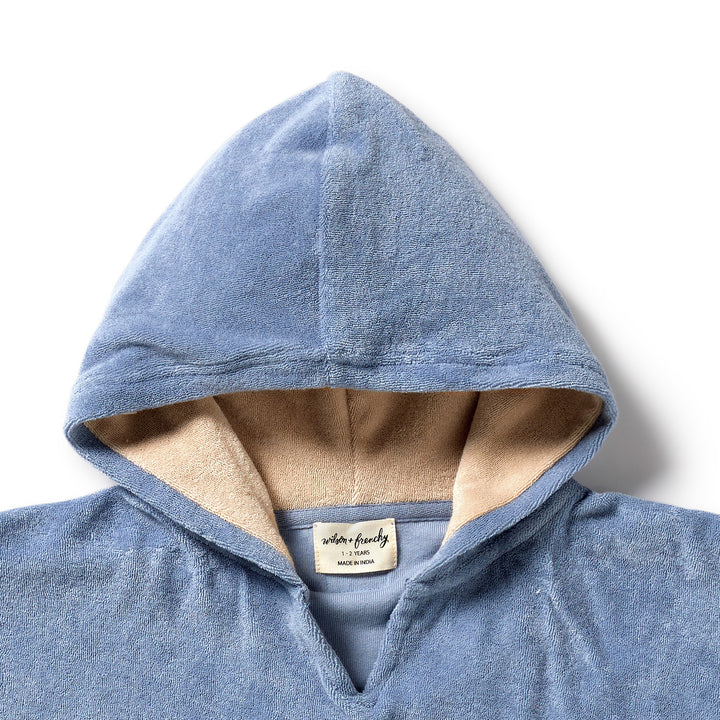 Wilson and Frenchy Dusty Blue Organic Terry Hooded Poncho