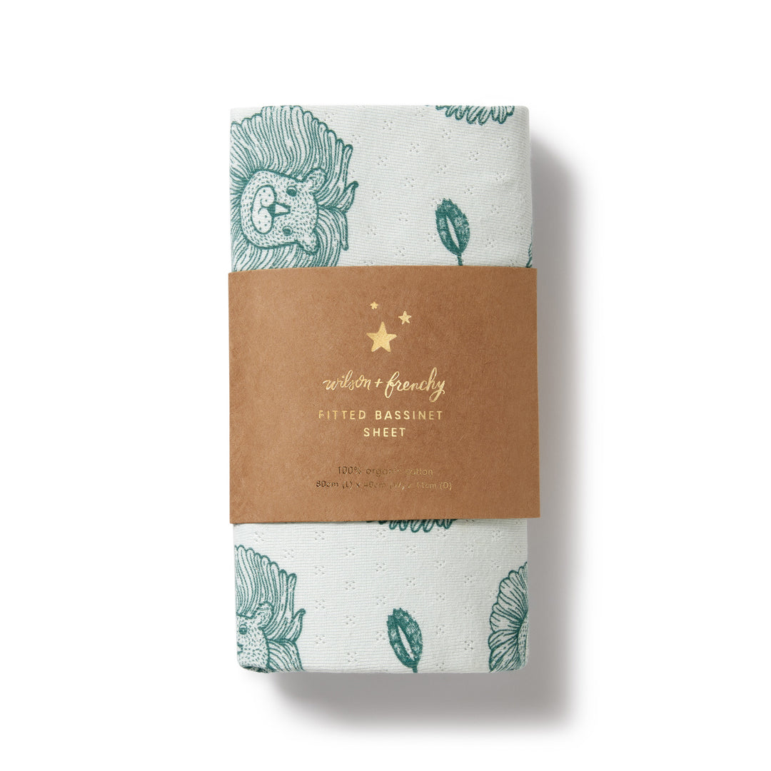 Wilson and Frenchy Little Lion Organic Pointelle Bassinet Sheet