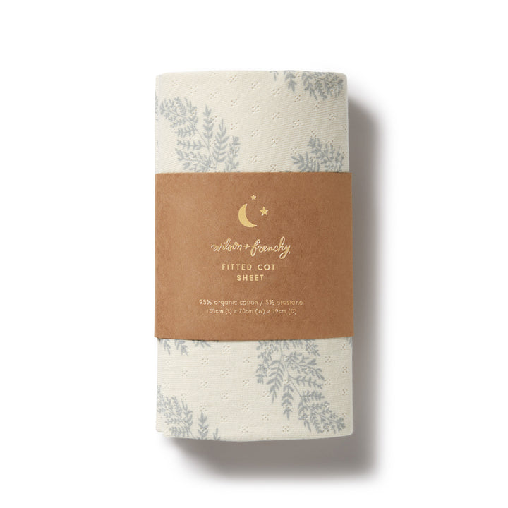 Wilson and Frenchy Forever Ferns Organic Pointelle Cot Sheet