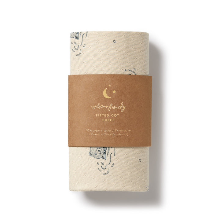 Wilson and Frenchy Little Bear Organic Pointelle Cot Sheet