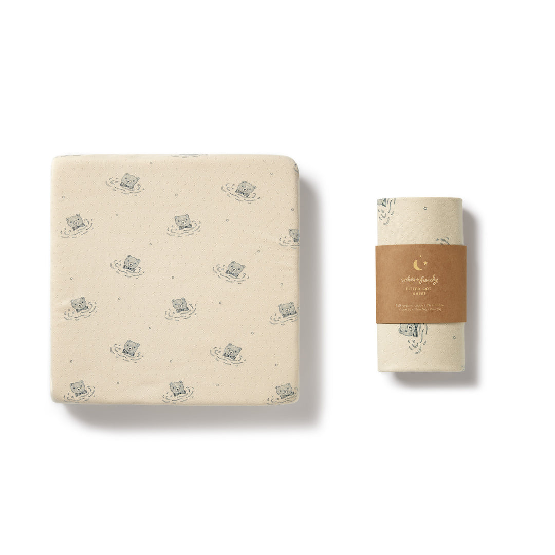 Wilson and Frenchy Little Bear Organic Pointelle Cot Sheet