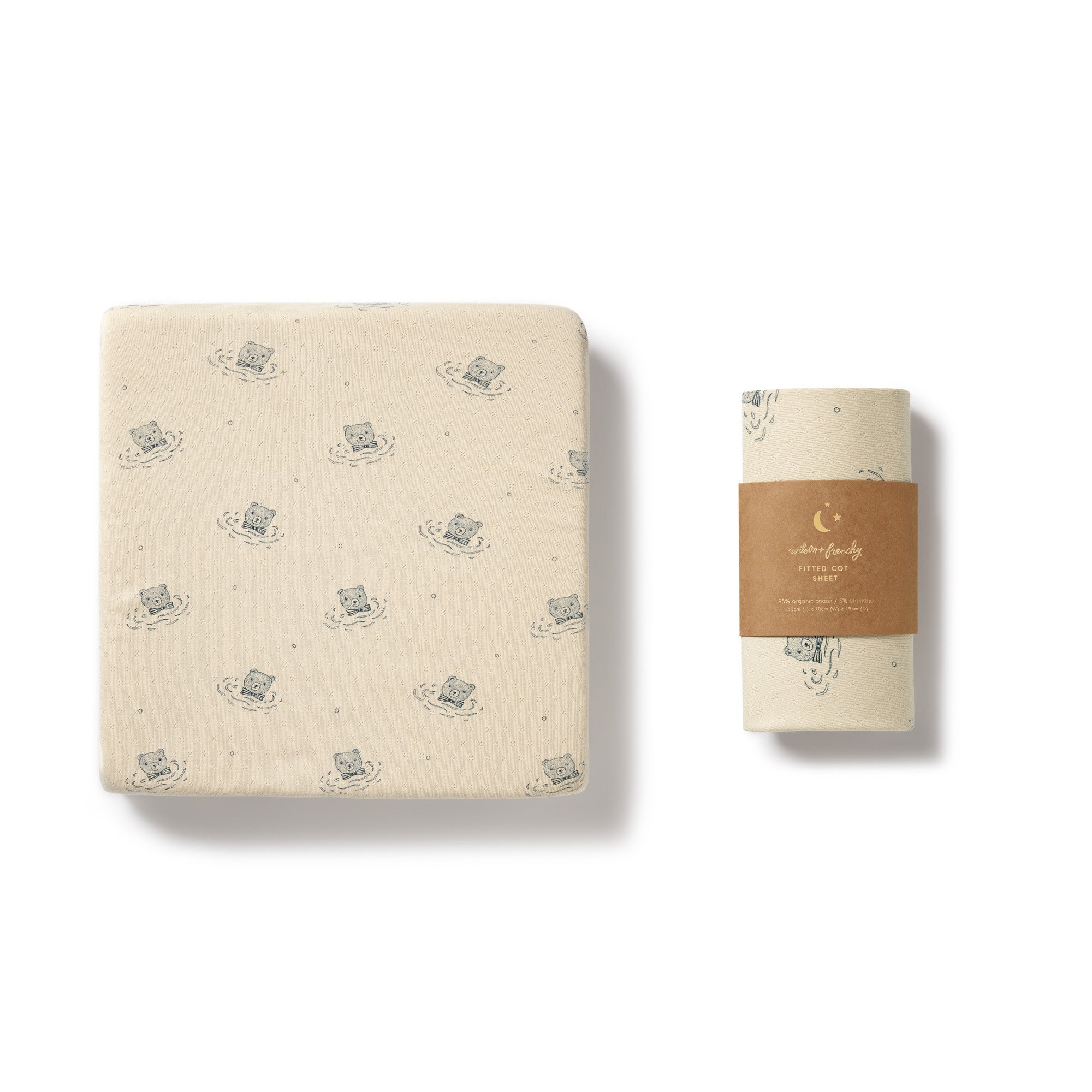 Wilson and Frenchy Little Bear Organic Pointelle Cot Sheet