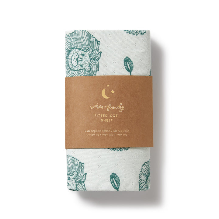 Wilson and Frenchy Little Lion Organic Pointelle Cot Sheet