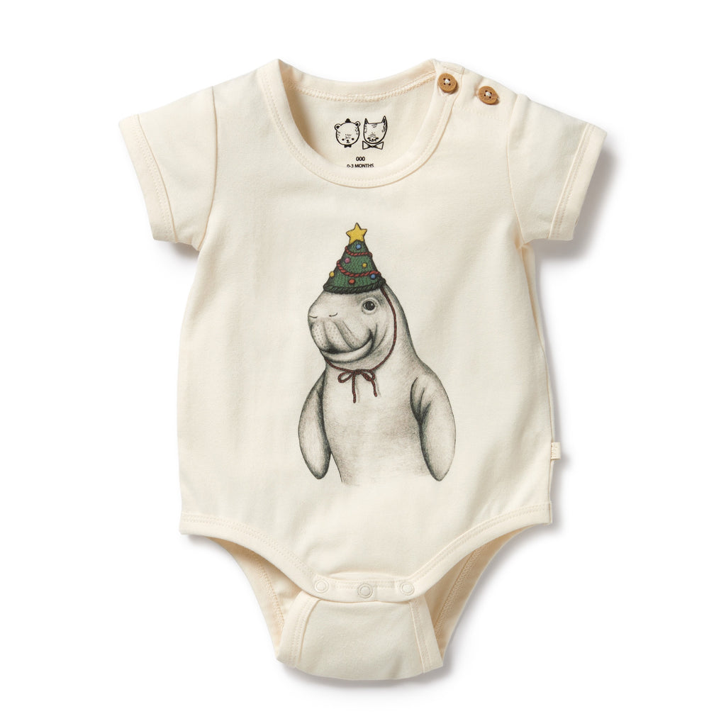 Wilson and Frenchy Dugong Organic Christmas Bodysuit