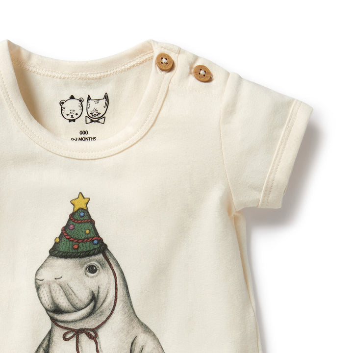 Wilson and Frenchy Dugong Organic Christmas Bodysuit