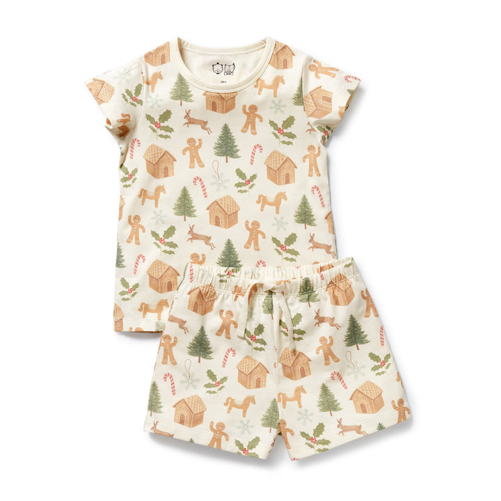Wilson & Frenchy Organic Short Sleeved Pyjamas - Holly Jolly Magic