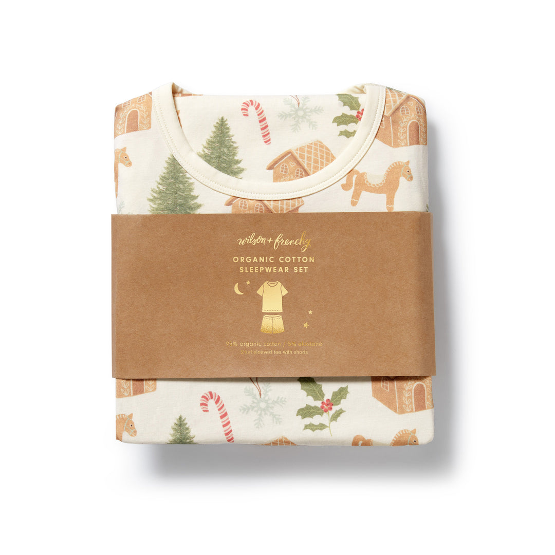 Wilson & Frenchy Organic Short Sleeved Pyjamas - Holly Jolly Magic