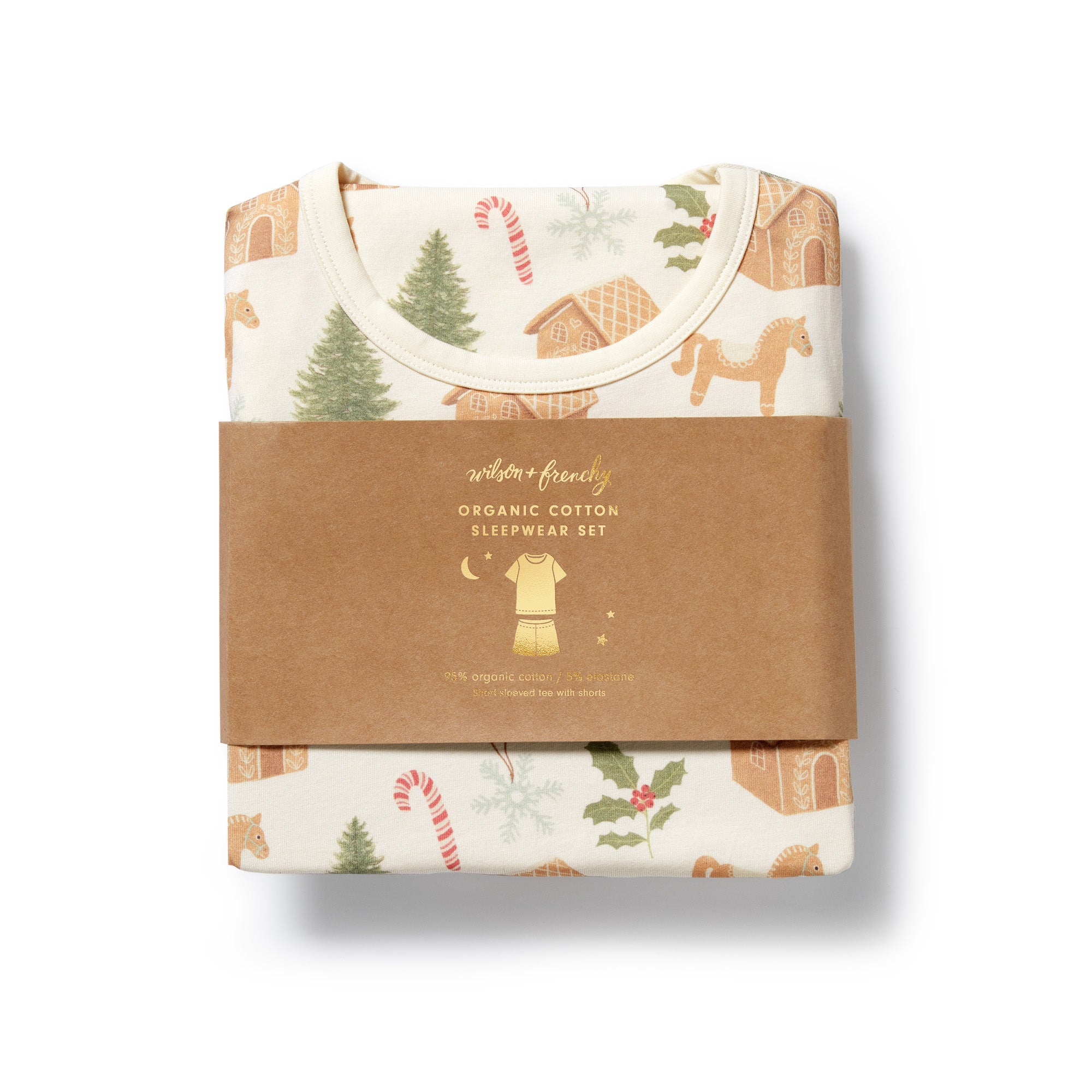Wilson & Frenchy Organic Short Sleeved Pyjamas - Holly Jolly Magic
