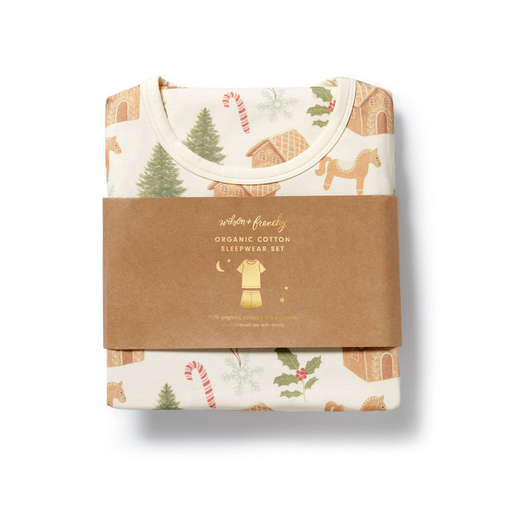 Wilson & Frenchy Organic Short Sleeved Pyjamas - Holly Jolly Magic