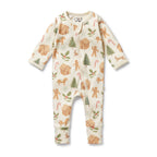 Organic Zipsuit with Feet - Holly Jolly Magic