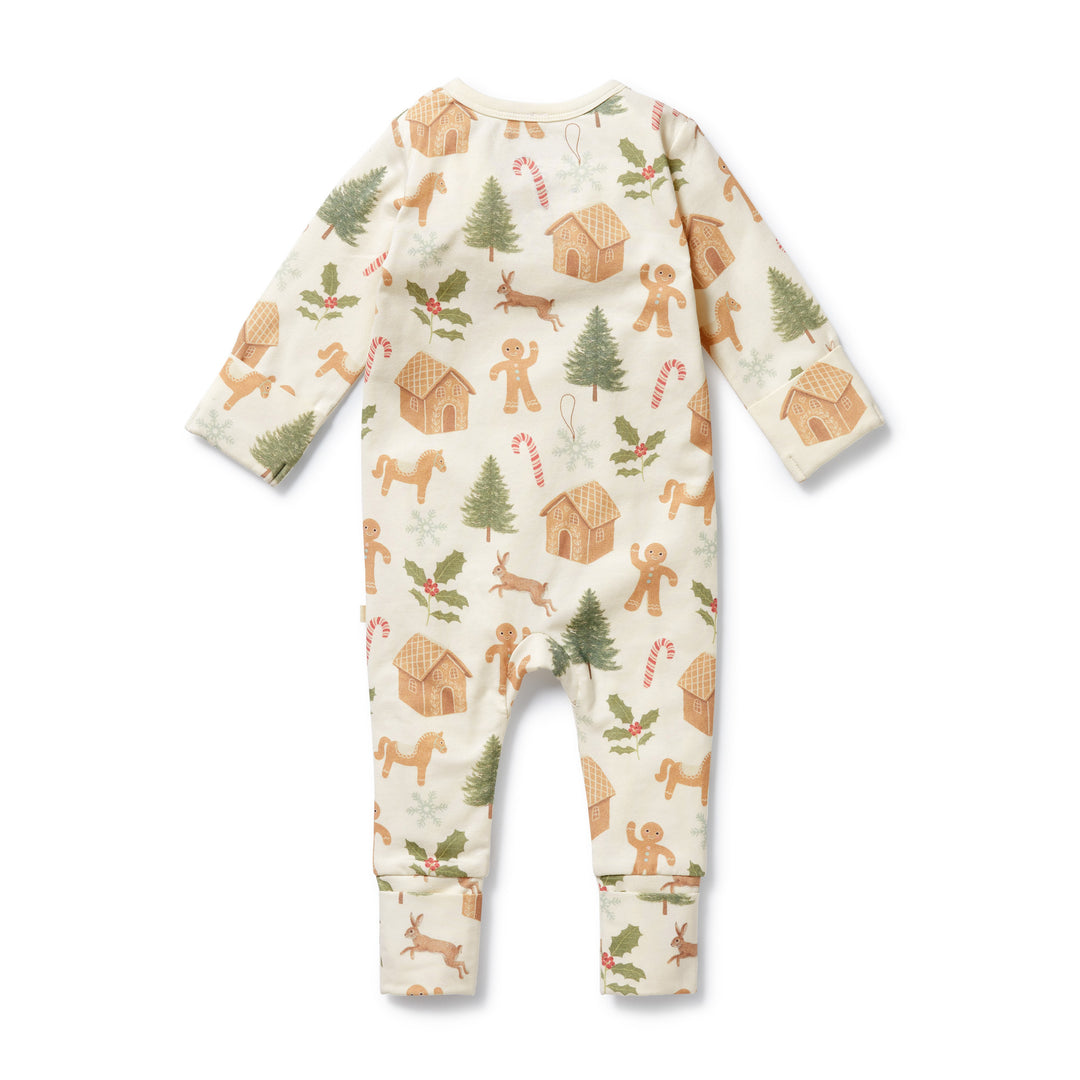 Wilson & Frenchy Organic Zipsuit with Feet - Holly Jolly Magic