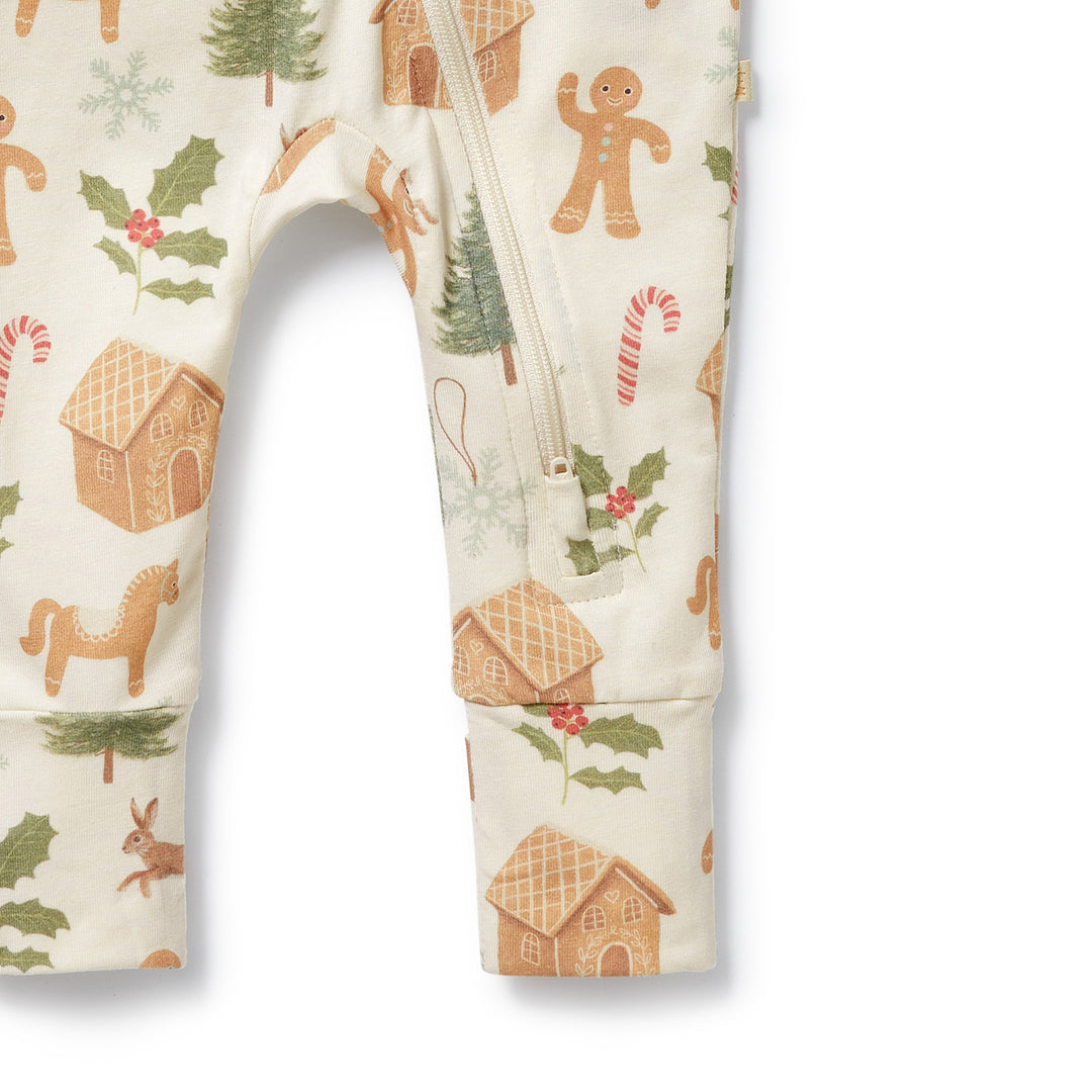 Wilson & Frenchy Organic Zipsuit with Feet - Holly Jolly Magic