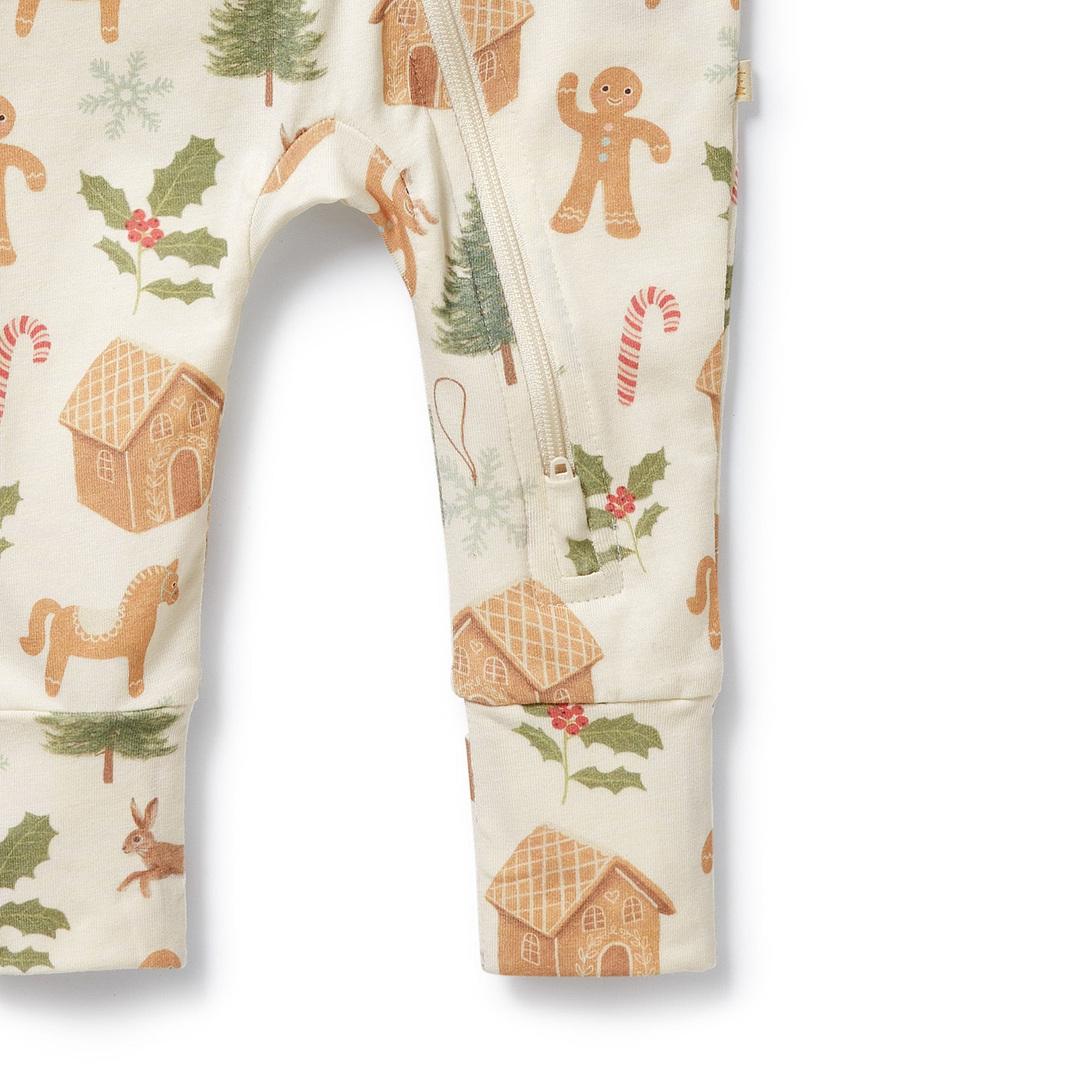 Wilson & Frenchy Organic Zipsuit with Feet - Holly Jolly Magic