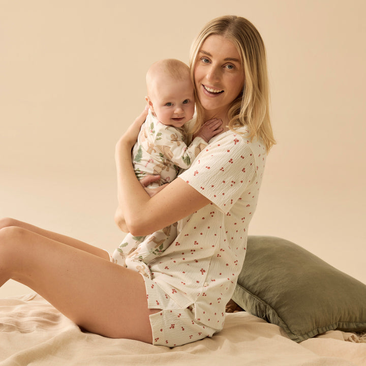 Wilson & Frenchy Organic Zipsuit with Feet - Holly Jolly Magic