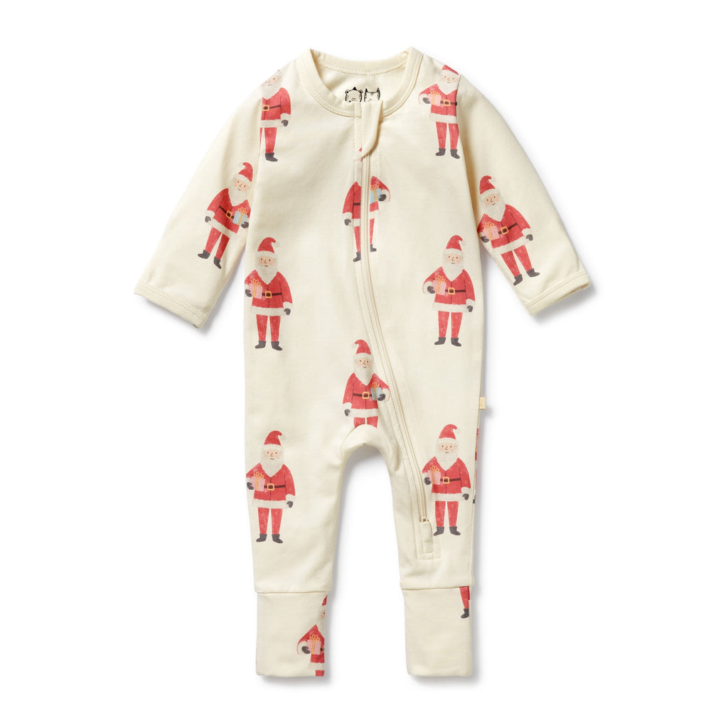 Wilson & Frenchy Organic Zipsuit with Feet - Ho Ho Ho