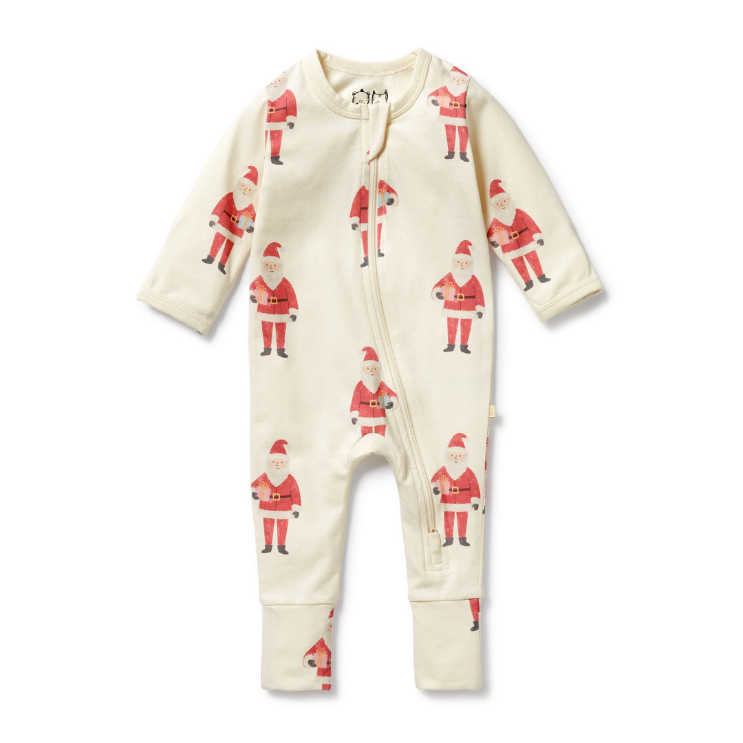 Wilson & Frenchy Organic Zipsuit with Feet - Ho Ho Ho