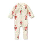 Organic Zipsuit with Feet - Ho Ho Ho