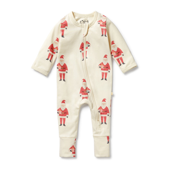 Wilson & Frenchy Organic Zipsuit with Feet - Ho Ho Ho