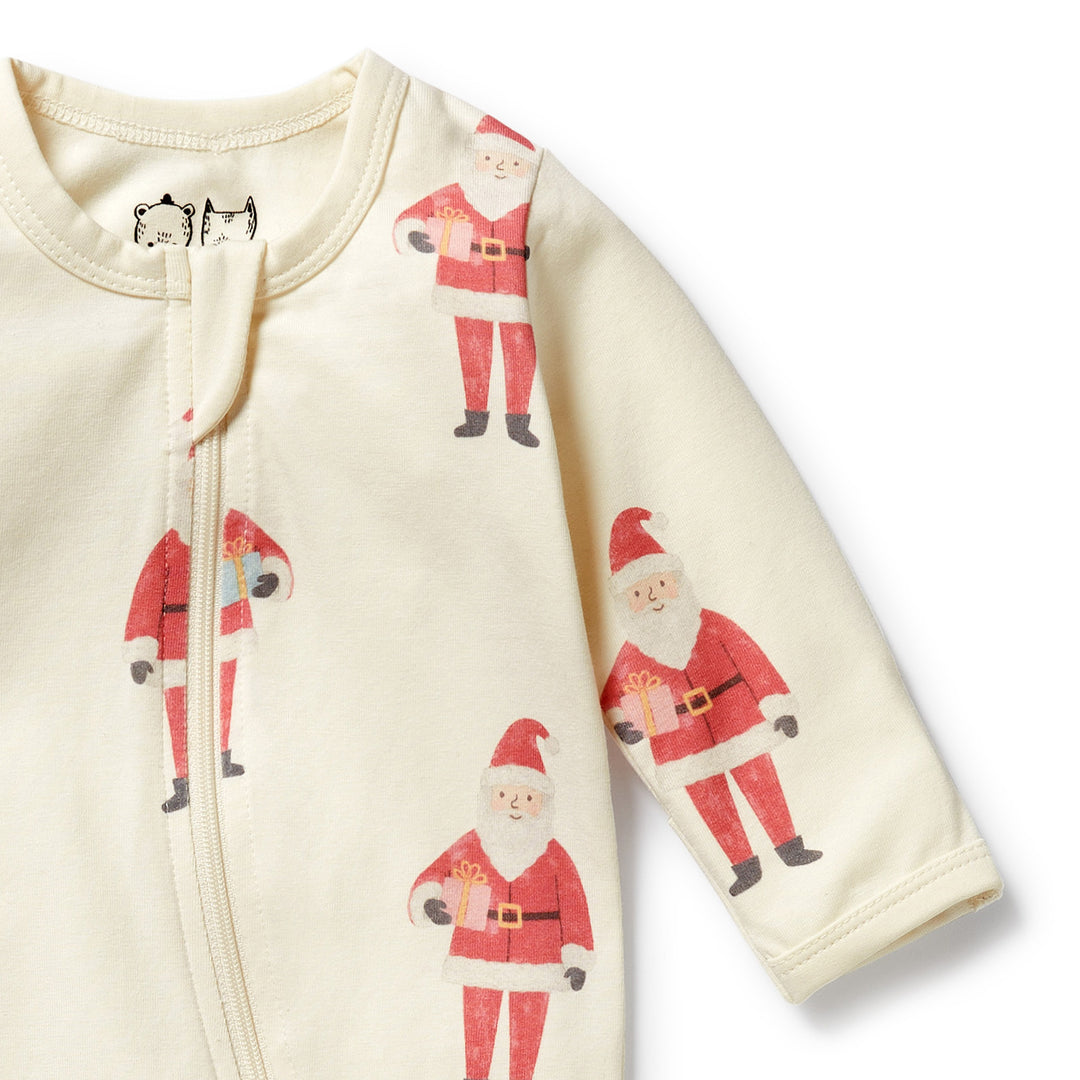 Wilson & Frenchy Organic Zipsuit with Feet - Ho Ho Ho
