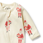 Organic Zipsuit with Feet - Ho Ho Ho