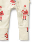 Organic Zipsuit with Feet - Ho Ho Ho