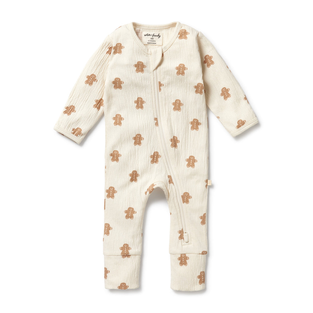 PRE-ORDER - Wilson & Frenchy Organic Crinkle Zipsuit with Feet - Spice & Nice