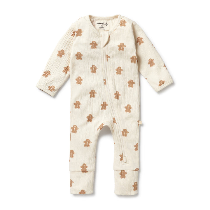 PRE-ORDER - Wilson & Frenchy Organic Crinkle Zipsuit with Feet - Spice & Nice