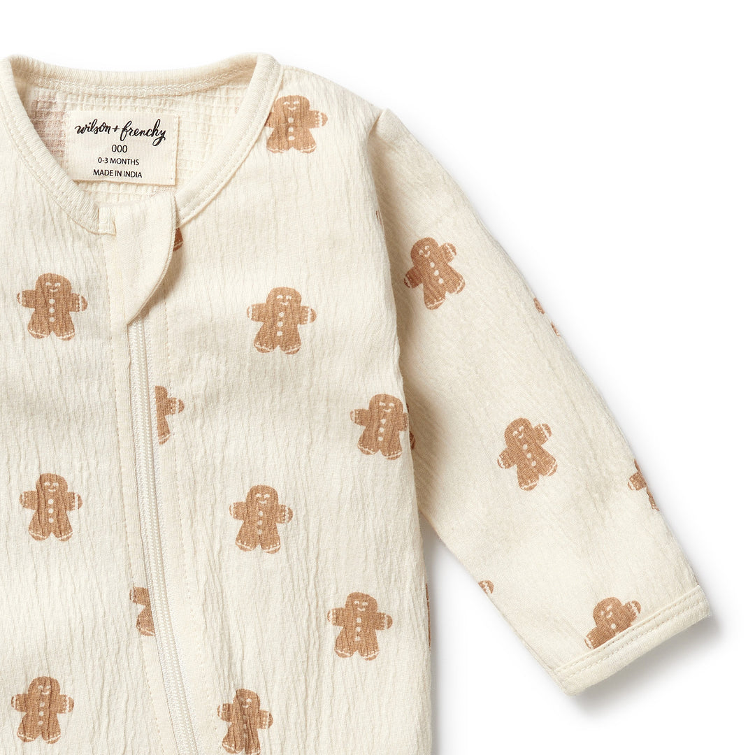 PRE-ORDER - Wilson & Frenchy Organic Crinkle Zipsuit with Feet - Spice & Nice