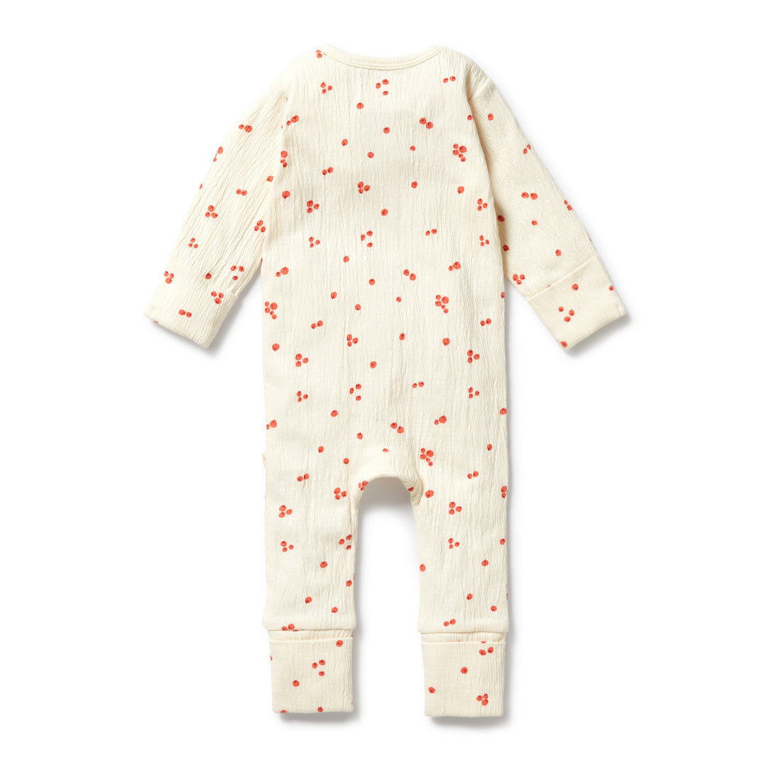 PRE-ORDER - Wilson & Frenchy Organic Crinkle Zipsuit with Feet - Jolly Holly
